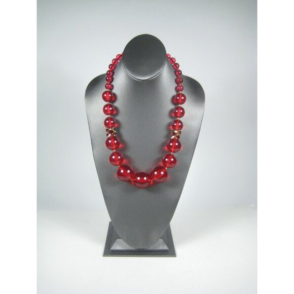 Kate Spade New York Red Lucite Ball Beaded Necklace Designer Signed 26 inch - Picture 10 of 12